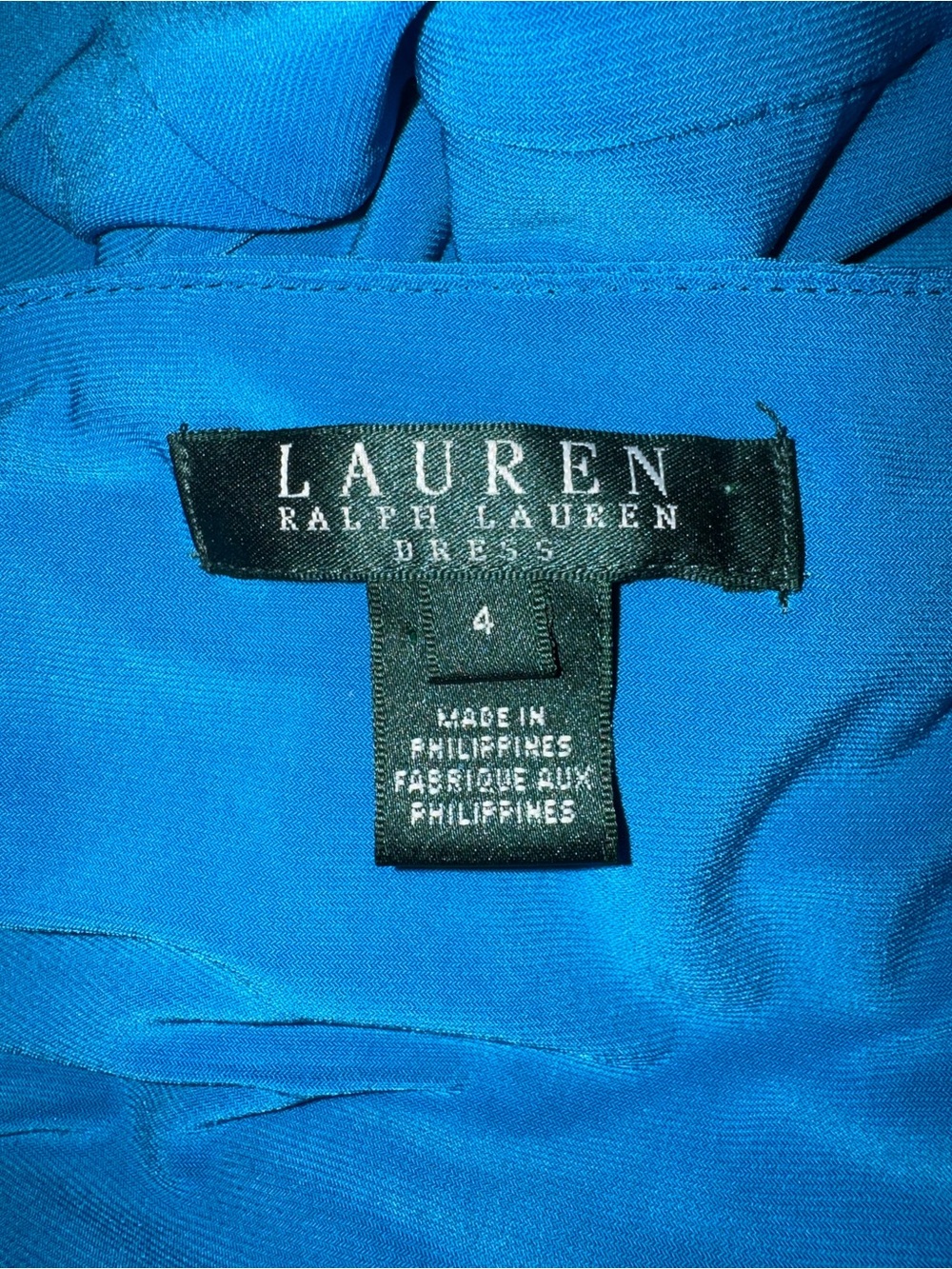 Ralph Lauren Blue V-Neck Draped Midi Dress - Picture 2 of 4
